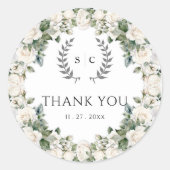 Elegant Roos tuin bruiloft dank u Ronde Sticker (Voorkant)