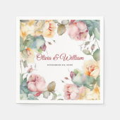 Elegant Roos Tuin Bruiloft Servet (Voorkant)