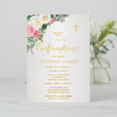 Elegant Roos tuin - meisjesbevestiging - goud Folie Uitnodiging (Staand Voorkant)