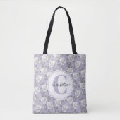 Elegant Roos Tuin Monogram Lavendel Tote Bag (Voorkant)