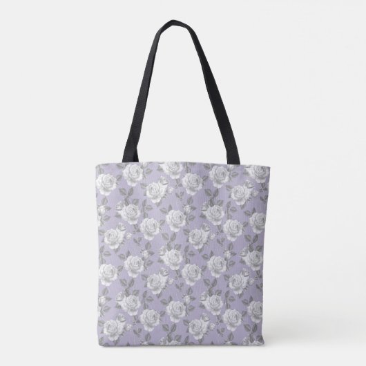 Elegant Roos Tuin Monogram Lavendel Tote Bag (Achterkant)