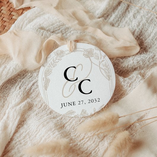 Elegant Roos Tuin Trellis Kalligrafie Monogram Ronde Sticker