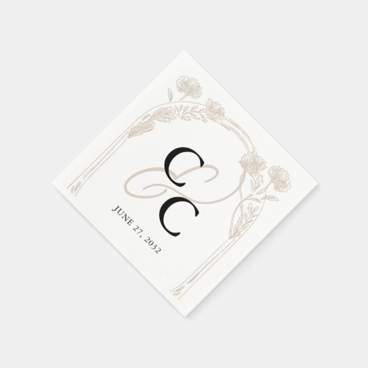 Elegant Roos Tuin Trellis Kalligrafie Monogram Servet (Hoek)