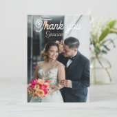 Elegant Roos tweetalige flat dank u kaart (Staand voorkant)