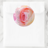 Elegant. Roos van Monogram roze bruiloft Ronde Sticker (Tas)
