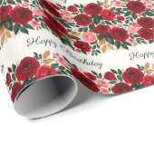 Elegant Roos Verjaardag Inpakpapier – Rood & Roze (Rol Hoek)