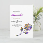 Elegant Roos verjaardagsuitnodiging Kaart (Staand voorkant)