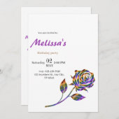 Elegant Roos verjaardagsuitnodiging Kaart (Voorkant / Achterkant)