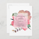 Elegant  roos Verlovingsfeest Uitnodiging (Voorkant / Achterkant)