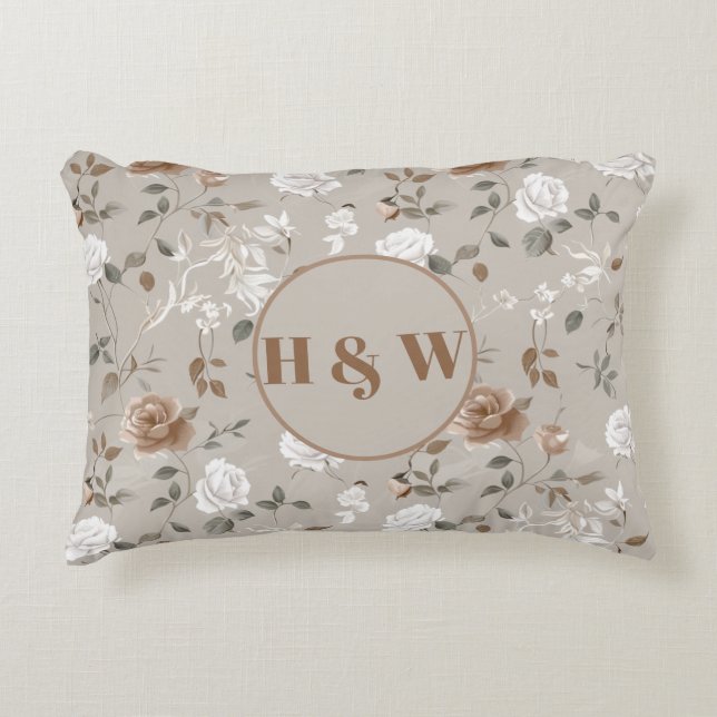 Elegant Roos & Vine Pattern Accent Pillow Accent Kussen (Voorkant)