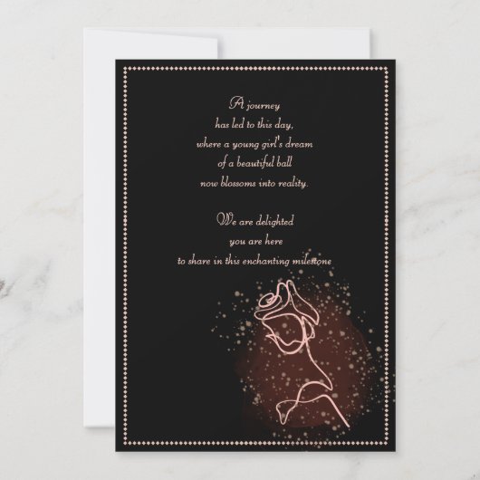 Elegant Roos & Vlinder Roze Zwart Quinceañera Kaart (Achterkant)