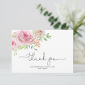 Elegant roos vrijgezellenfeest bedankt kaart (Staand voorkant)