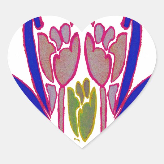 Elegant Roos Waterverf Art Print Hart Sticker (Voorkant)
