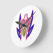 Elegant Roos Waterverf Art Print Ronde Klok (Hoek)