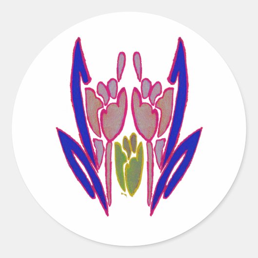 Elegant Roos Waterverf Art Print Ronde Sticker (Voorkant)