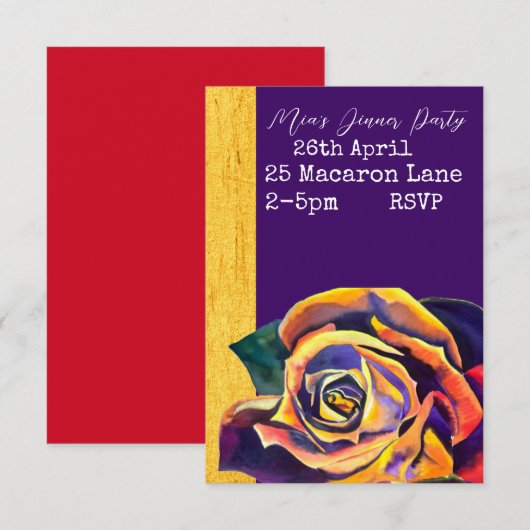 Elegant roos waterverf diner kaart (Voorkant / Achterkant)