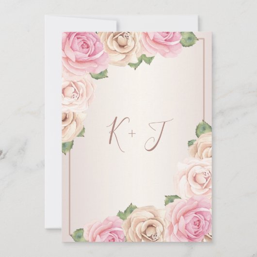 Elegant Roos Waterverf Floral Engagement Party Kaart (Achterkant)