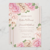 Elegant Roos Waterverf Floral Engagement Party Kaart (Voorkant / Achterkant)