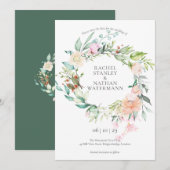 Elegant Roos Waterverf Garland Floral Wedding Save The Date (Voorkant / Achterkant)