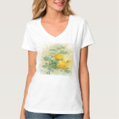 Elegant Roos Waterverf T-shirt (Voorkant)