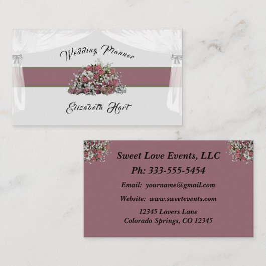 Elegant Roos Wedding Planner Visitekaartje (Voorkant / Achterkant)
