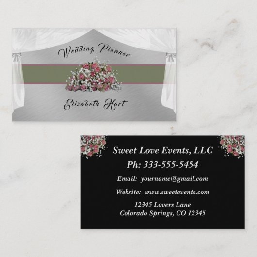 Elegant Roos Wedding Planner Visitekaartje (Voorkant / Achterkant)