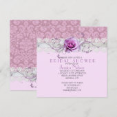 Elegant Roos wervelt lint Damask Vrijgezellenfeest Kaart (Voorkant / Achterkant)