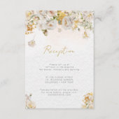 Elegant Roos White Gold Floral Reception Kaart (Voorkant)