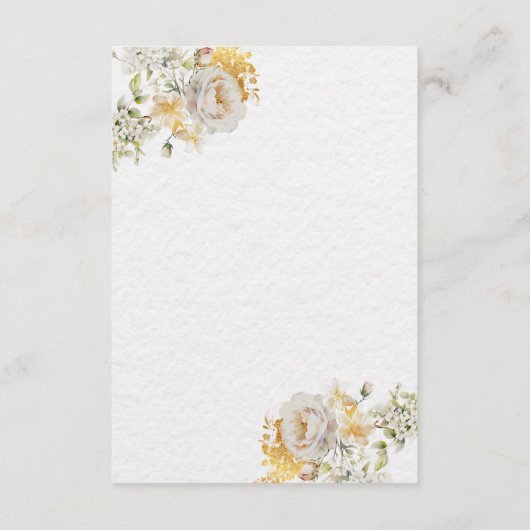 Elegant Roos White Gold Floral Reception Kaart (Achterkant)