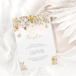 Elegant Roos White Gold Floral Reception Kaart