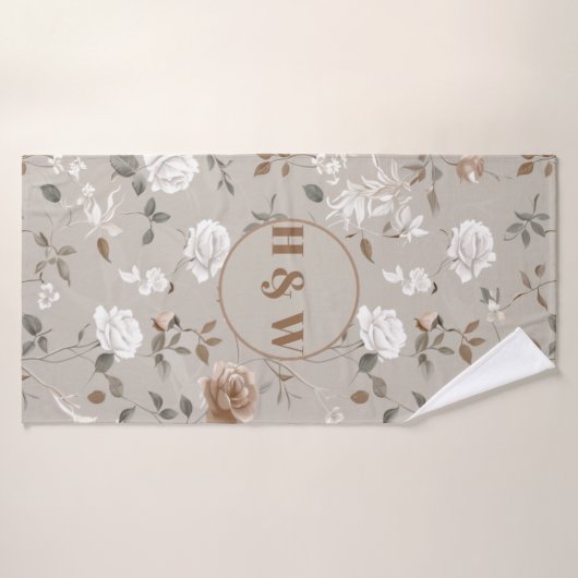 Elegant Roos & wijnpatroon Badhanddoek (Badhanddoek)