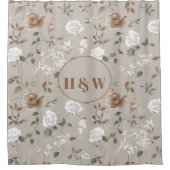 Elegant Roos & wijnpatroon Douchegordijn (Voorkant)