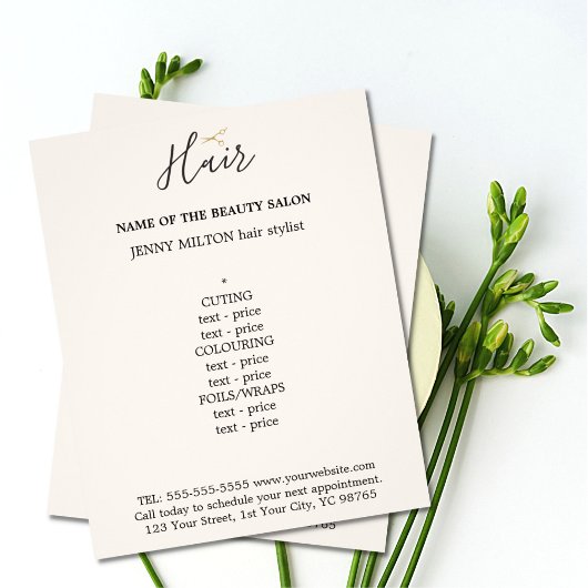 Elegant Roos Wit Gouden Schaar Haar Menu Flye