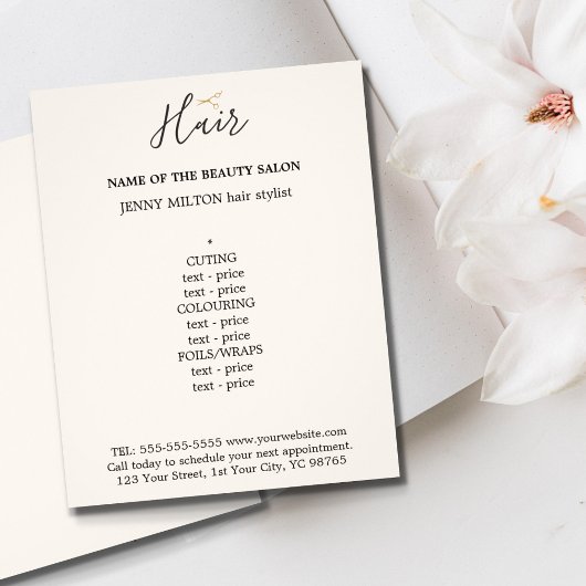 Elegant Roos Wit Gouden Schaar Haar Menu Flye