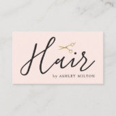 Elegant Roos Wit Gouden Schaar Haar Stylist Visitekaartje (Voorkant)