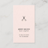 Elegant Roos Wit Zwart Schaar Haar Stylist Visitekaartje (Voorkant)