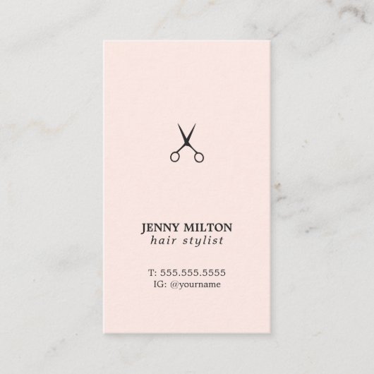 Elegant Roos Wit Zwart Schaar Haar Stylist Visitekaartje (Voorkant)
