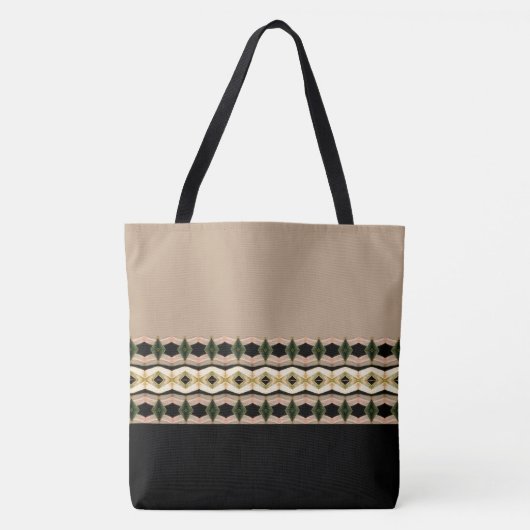 Elegant rooskleurig roze met zwart patroon tote bag (Voorkant)