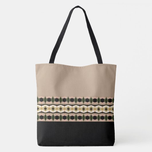 Elegant rooskleurig roze met zwart patroon tote bag (Achterkant)