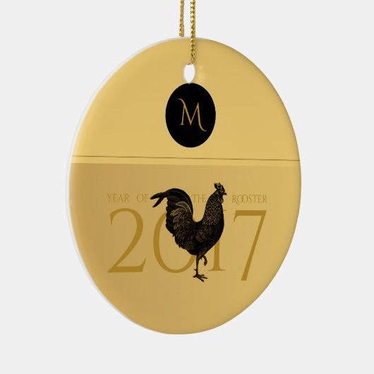 Elegant Rooster 2017 Monogram O Keramisch Ornament (Rechts)