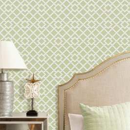 Elegant rooster geometrisch patroon groen gebroken behang