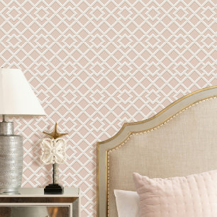 Elegant rooster geometrisch patroon roze gebroken  behang