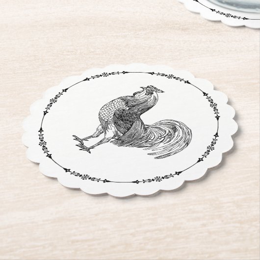 Elegant Rooster Kartonnen Onderzetters (Gekanteld)