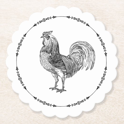 Elegant Rooster Kartonnen Onderzetters (Voorkant)