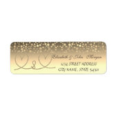 Elegant Rope Hearts, Gold Confetti Address Label (Voorkant)