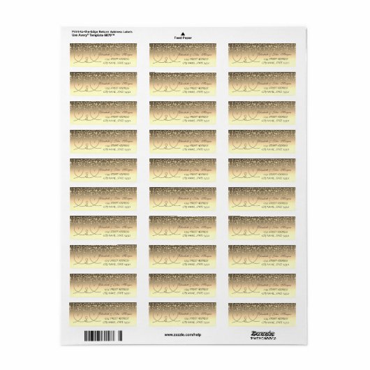 Elegant Rope Hearts, Gold Confetti Address Label (Full Sheet)