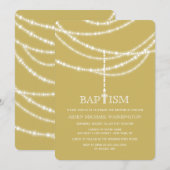 Elegant Rosary Cross Sparkles Baptism Religity Kaart (Voorkant / Achterkant)