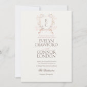 Elegant Rose Blush Floral Crest Wedding Kaart (Voorkant)