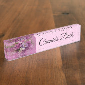 Elegant Rose Bouquet Desk Naambordje (Zijkant)