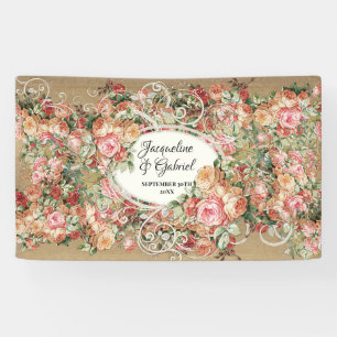 Elegant Rose Bouquet Gold  Vrijgezellenfeest Spandoek